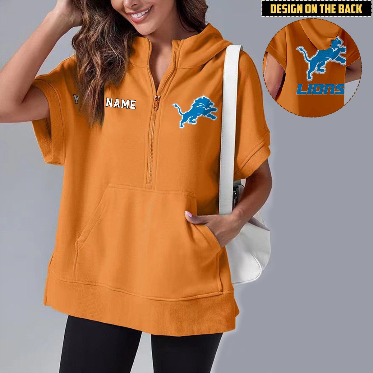 DET x NFL Short Sleeve Zip Hoodie DATND TANTD