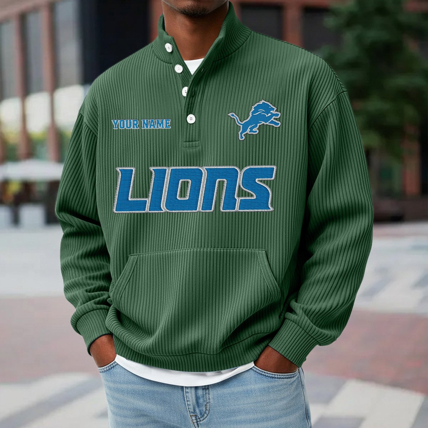 DET x NFL Waffle High Neck Long Sleeved Sweatshirt DATND TANTD 221125