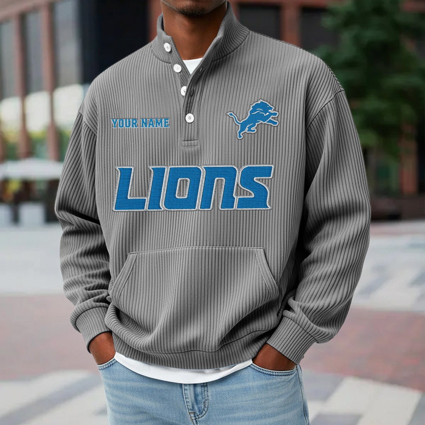 DET x NFL Waffle High Neck Long Sleeved Sweatshirt DATND TANTD 221125