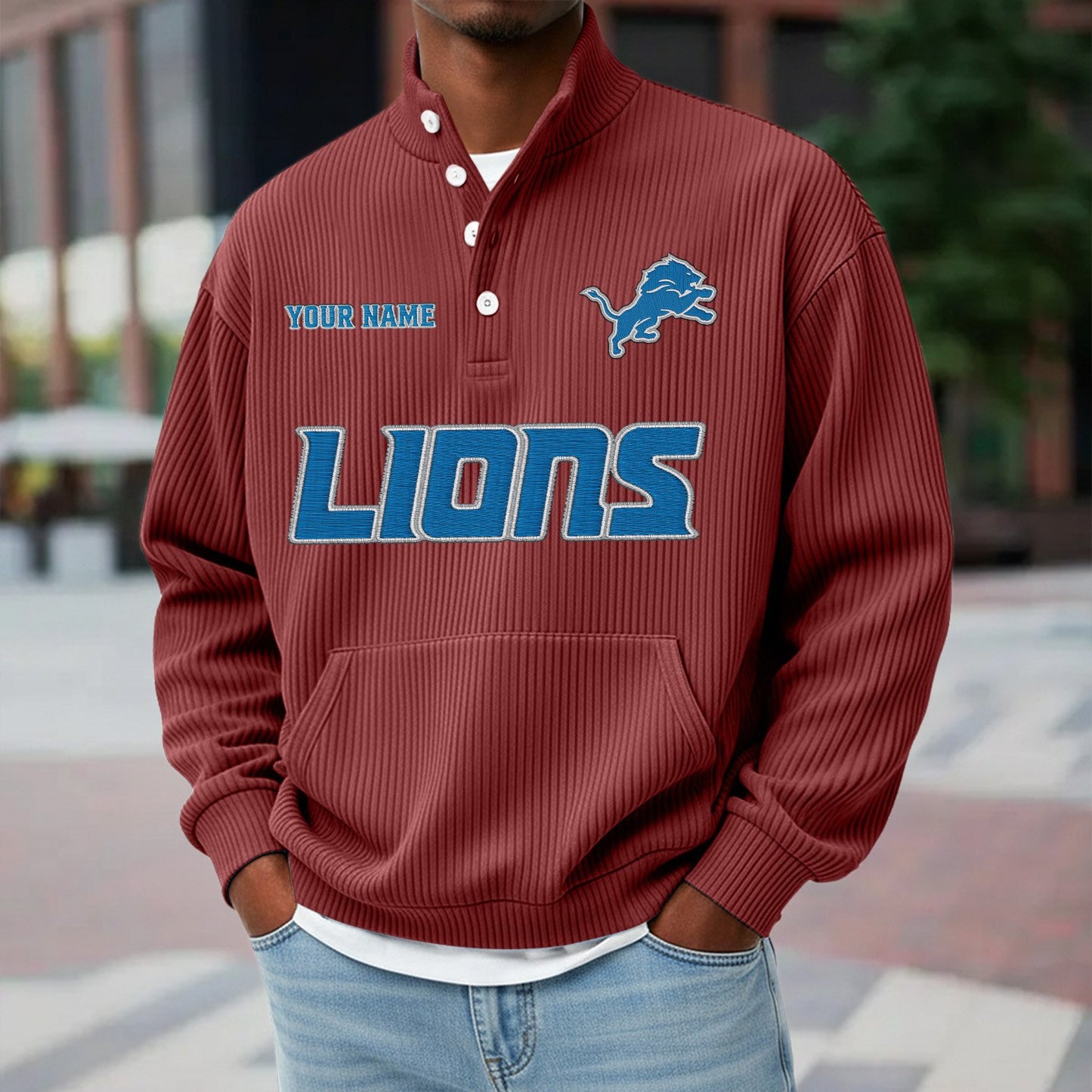 DET x NFL Waffle High Neck Long Sleeved Sweatshirt DATND TANTD 221125