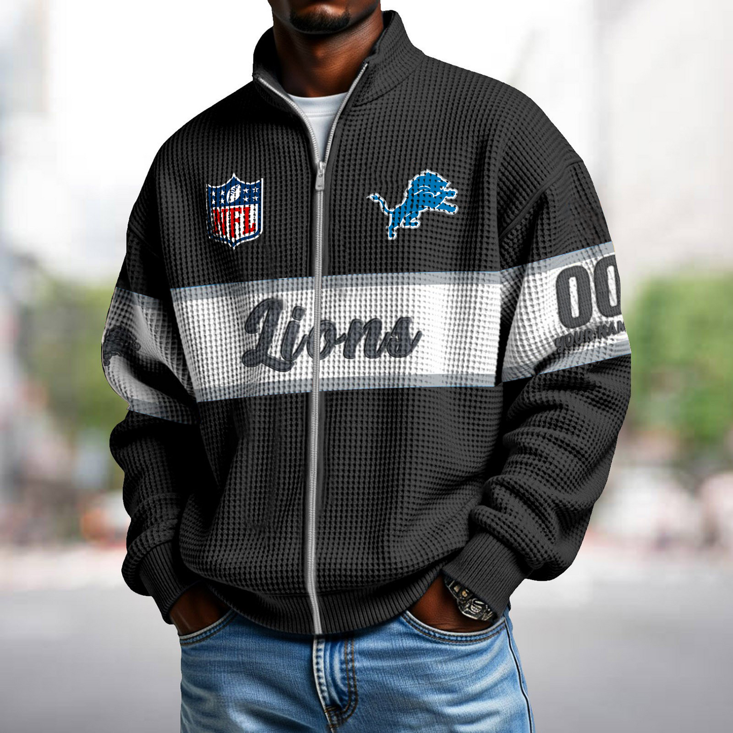 DET x NFL Waffle Zip-Up Sweatshirt DATND TANTD