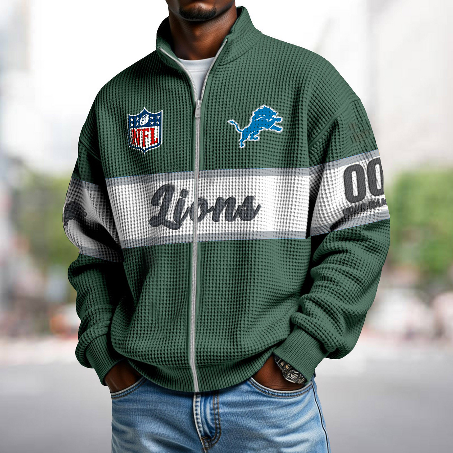 DET x NFL Waffle Zip-Up Sweatshirt DATND TANTD