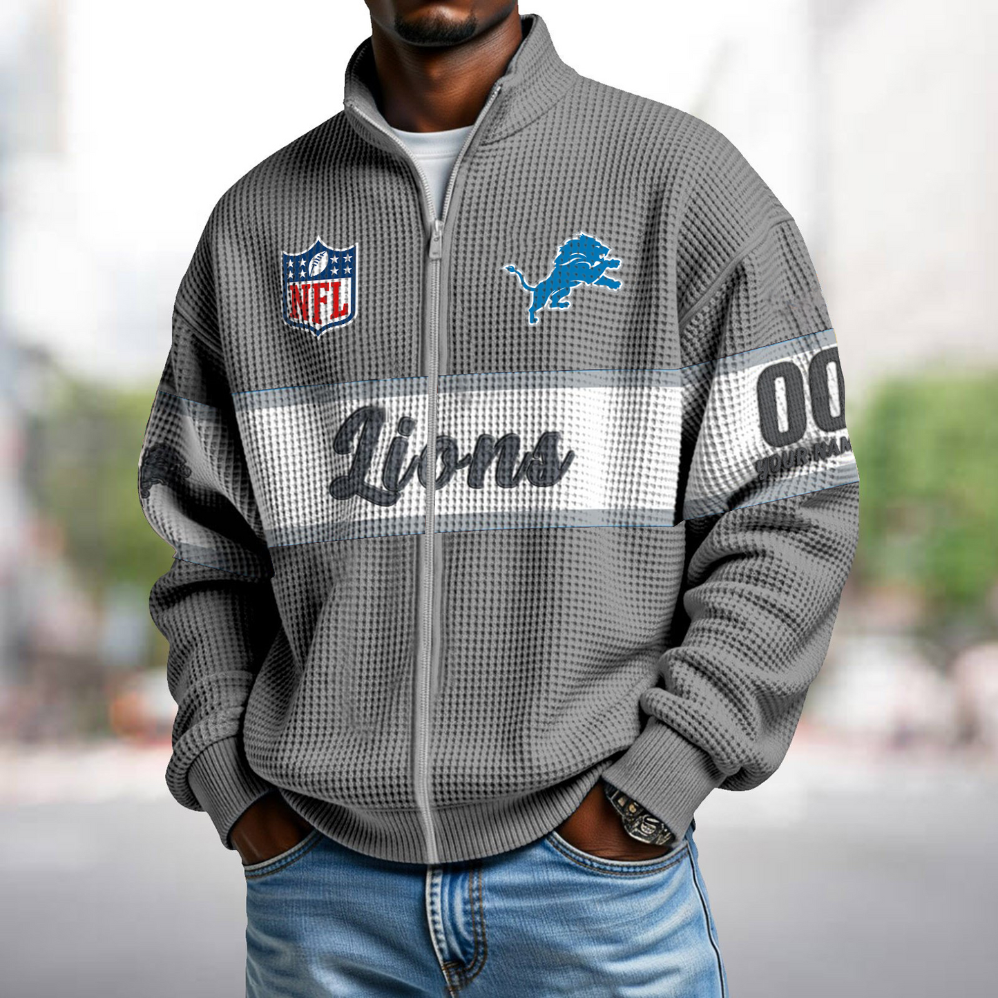 DET x NFL Waffle Zip-Up Sweatshirt DATND TANTD