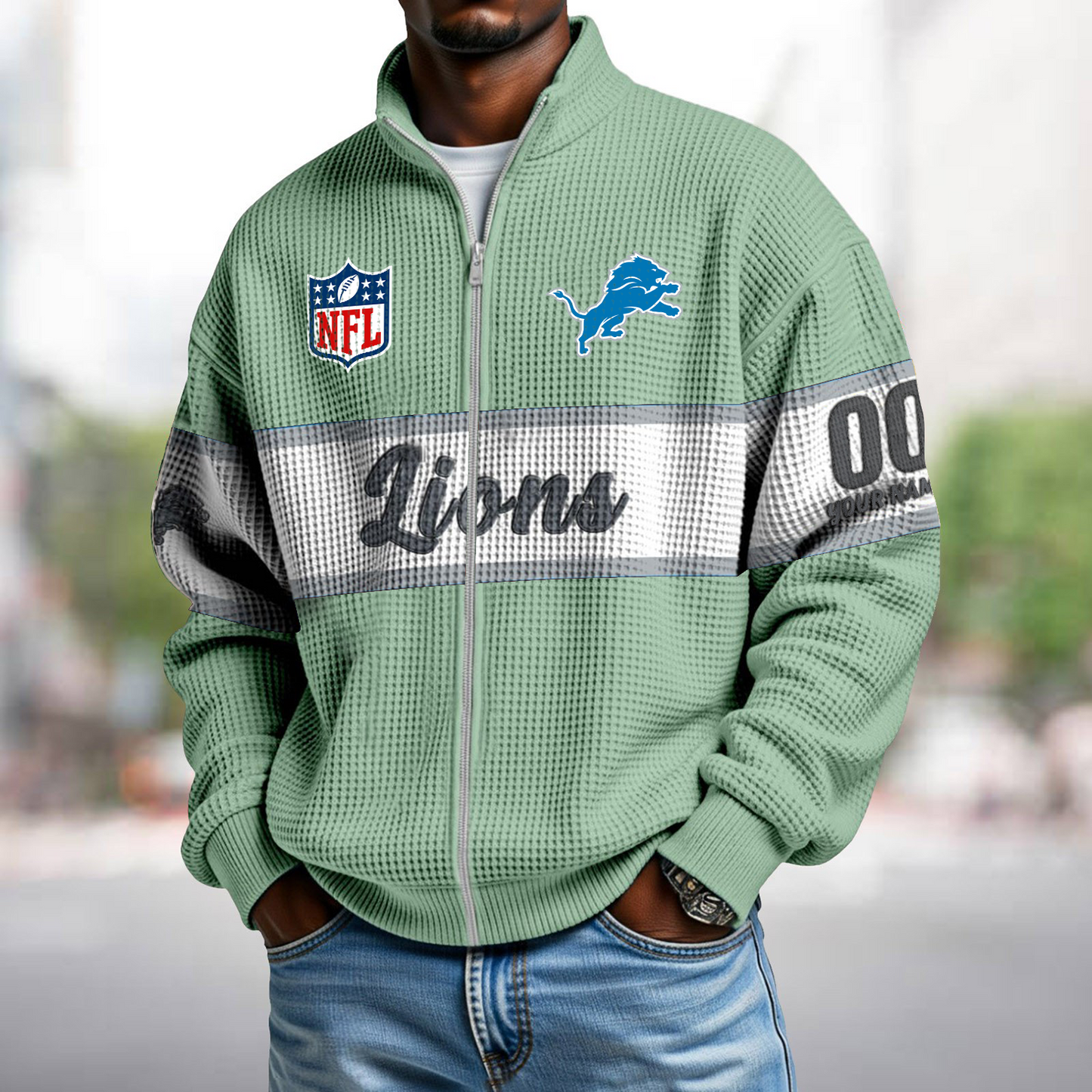 DET x NFL Waffle Zip-Up Sweatshirt DATND TANTD