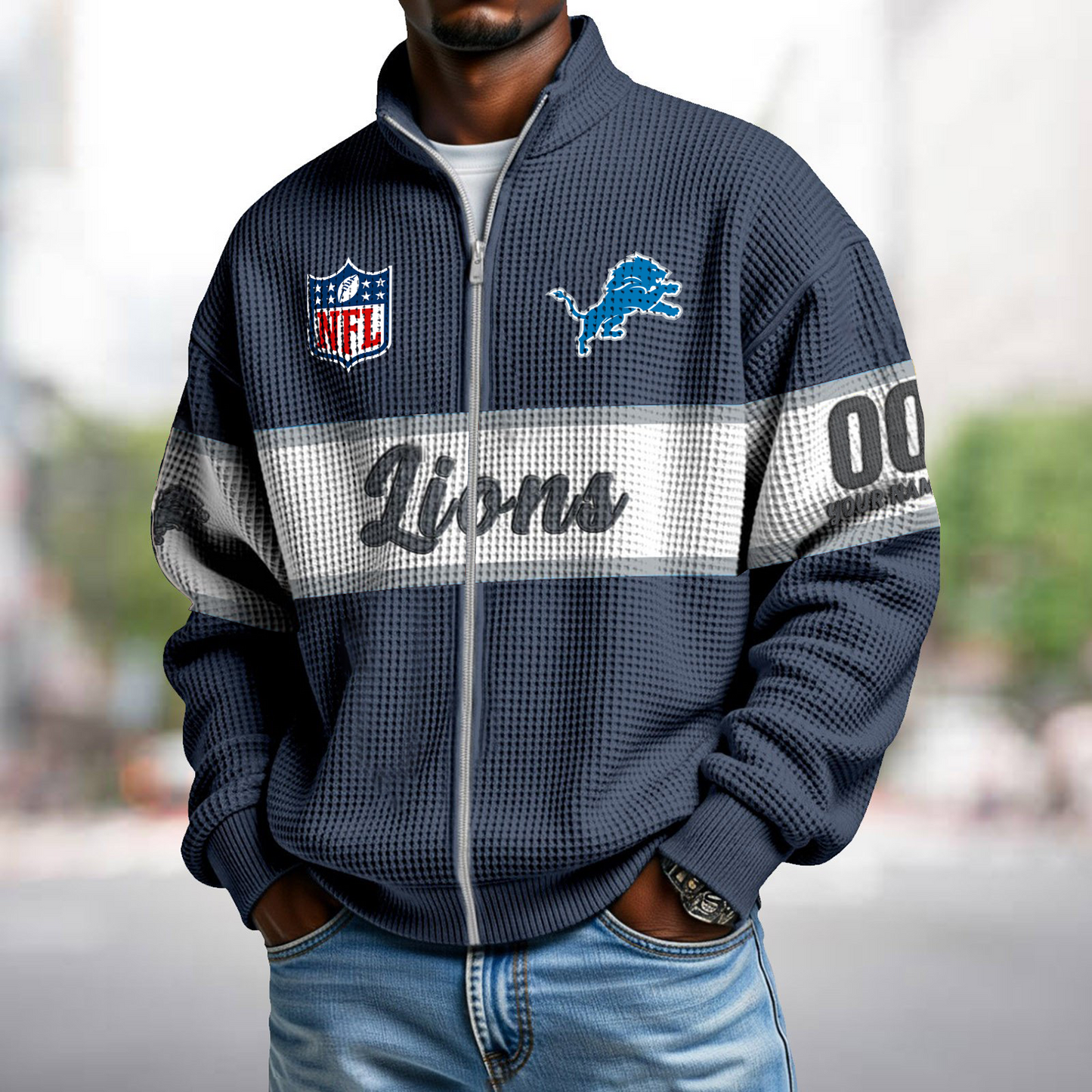 DET x NFL Waffle Zip-Up Sweatshirt DATND TANTD