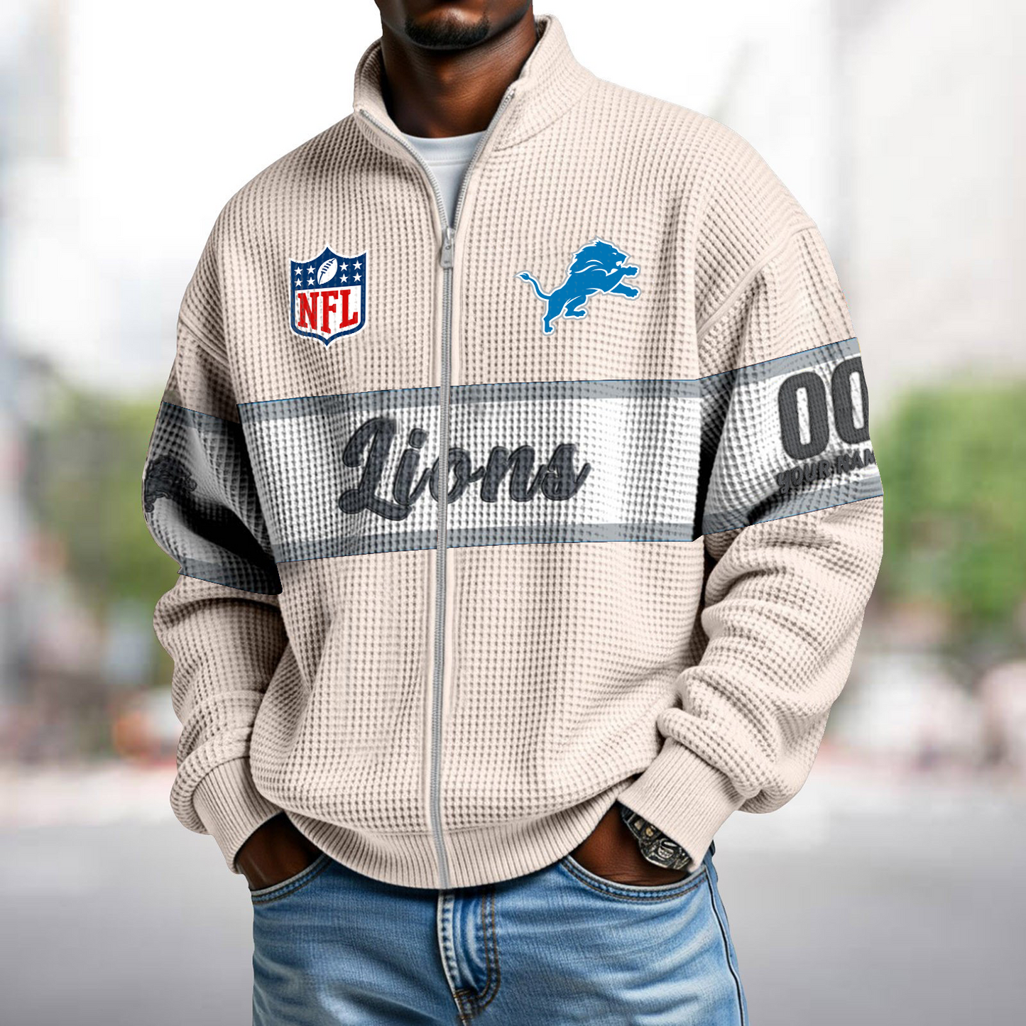 DET x NFL Waffle Zip-Up Sweatshirt DATND TANTD