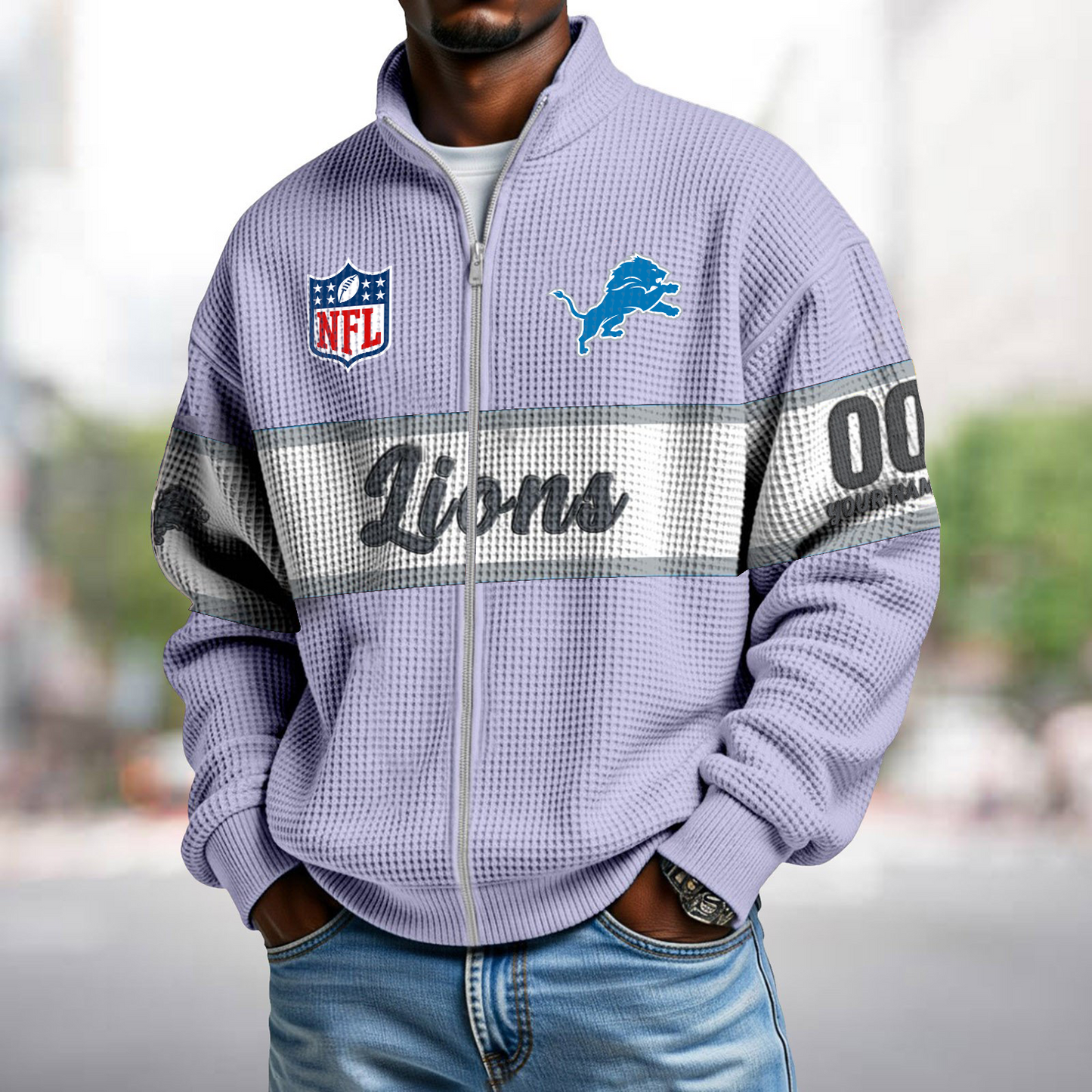 DET x NFL Waffle Zip-Up Sweatshirt DATND TANTD