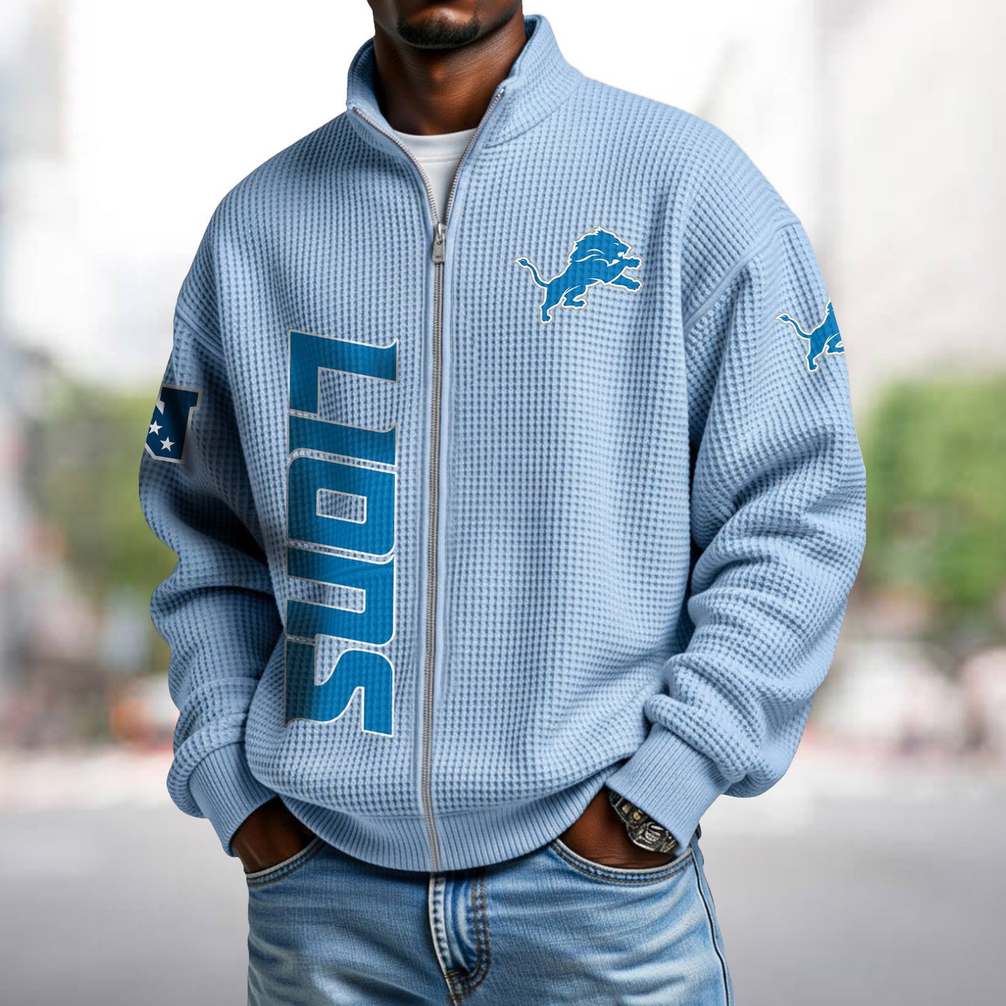 DET x NFL Waffle Zip-Up Sweatshirt DATND TANTD