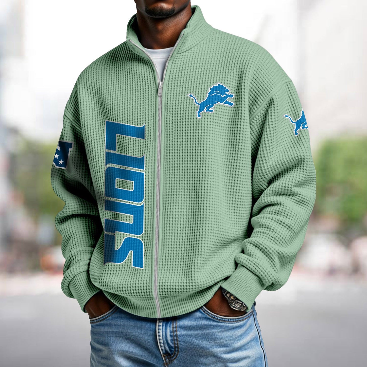 DET x NFL Waffle Zip-Up Sweatshirt DATND TANTD