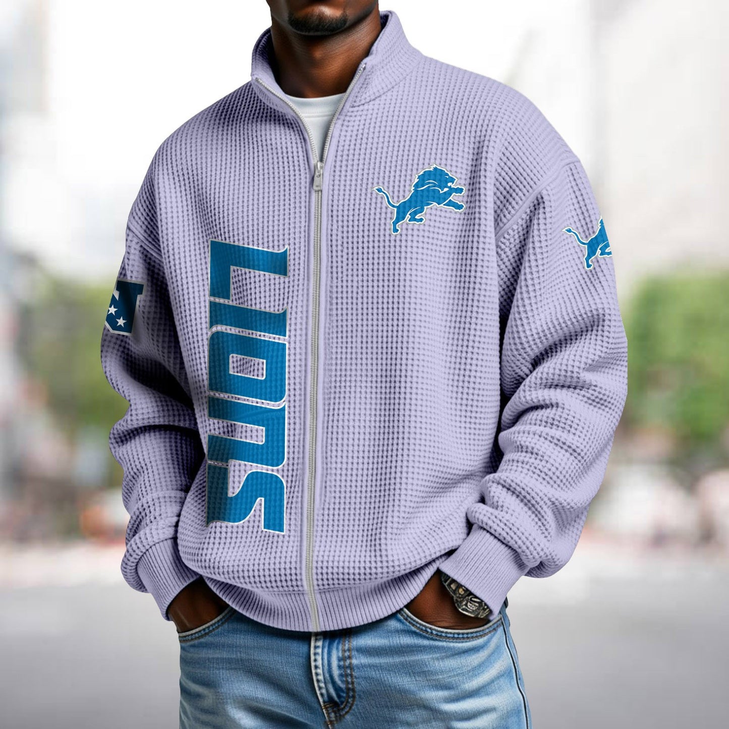 DET x NFL Waffle Zip-Up Sweatshirt DATND TANTD