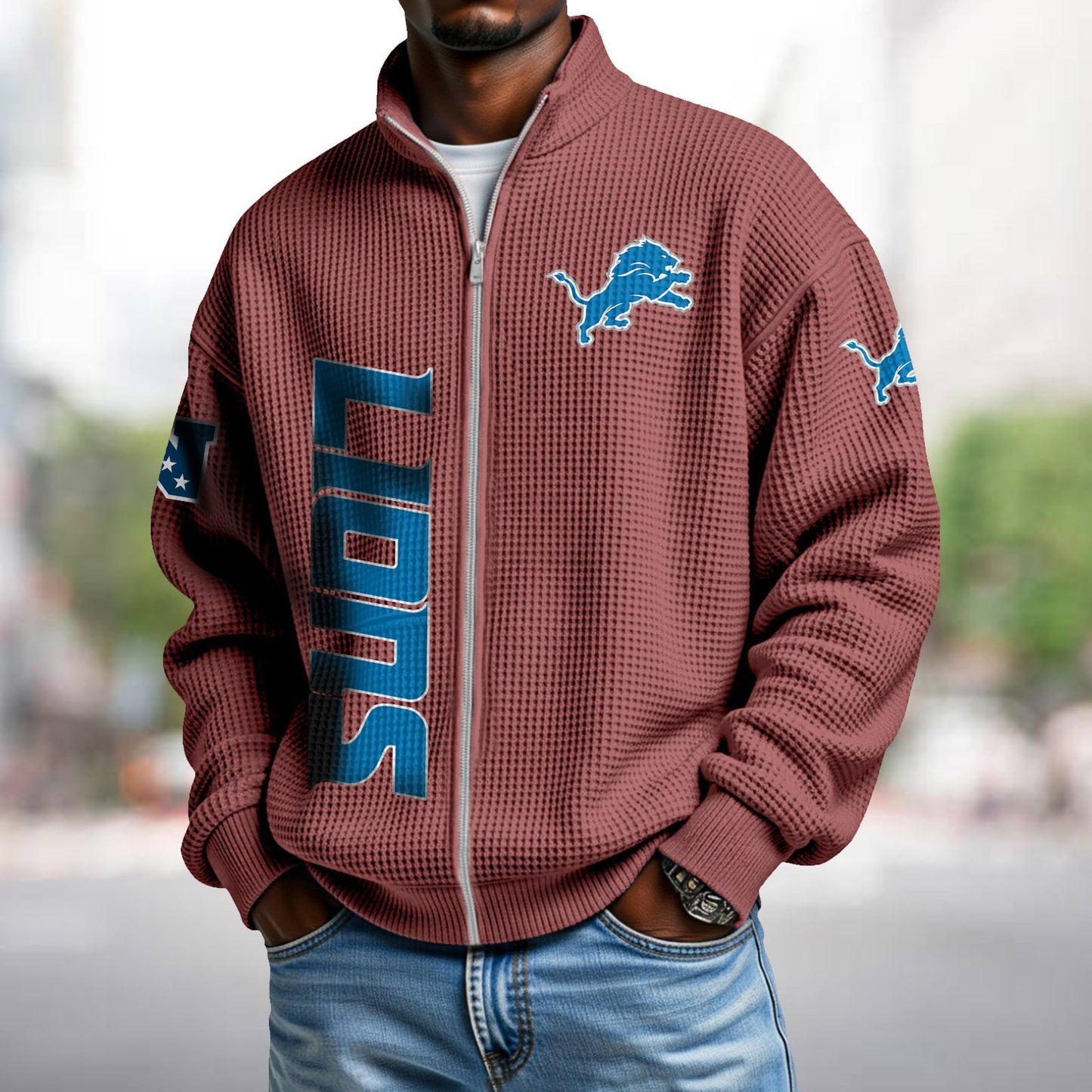 DET x NFL Waffle Zip-Up Sweatshirt DATND TANTD