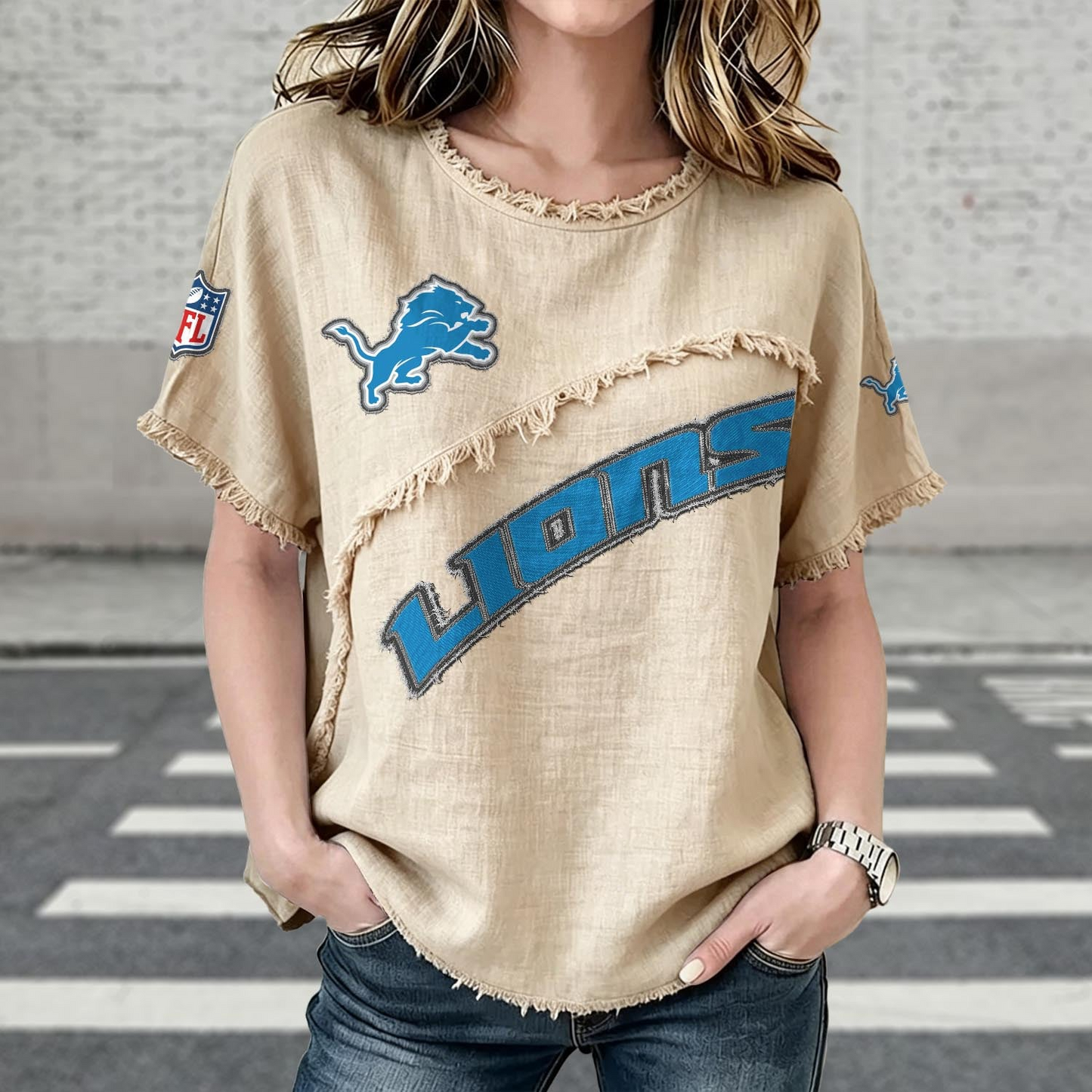 DET x NFL Womenƒ??s Vintage O-Neck 2905 DatND DVT