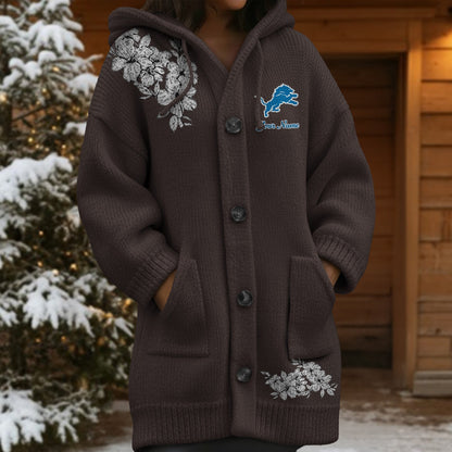 DET x NFL Women's Casual Knitted Hooded Cardigan DATND TANTD 211125