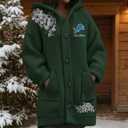 DET x NFL Women's Casual Knitted Hooded Cardigan DATND TANTD 211125