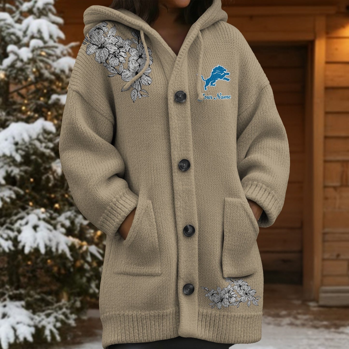 DET x NFL Women's Casual Knitted Hooded Cardigan DATND TANTD 211125
