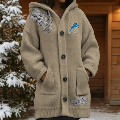 DET x NFL Women's Casual Knitted Hooded Cardigan DATND TANTD 211125