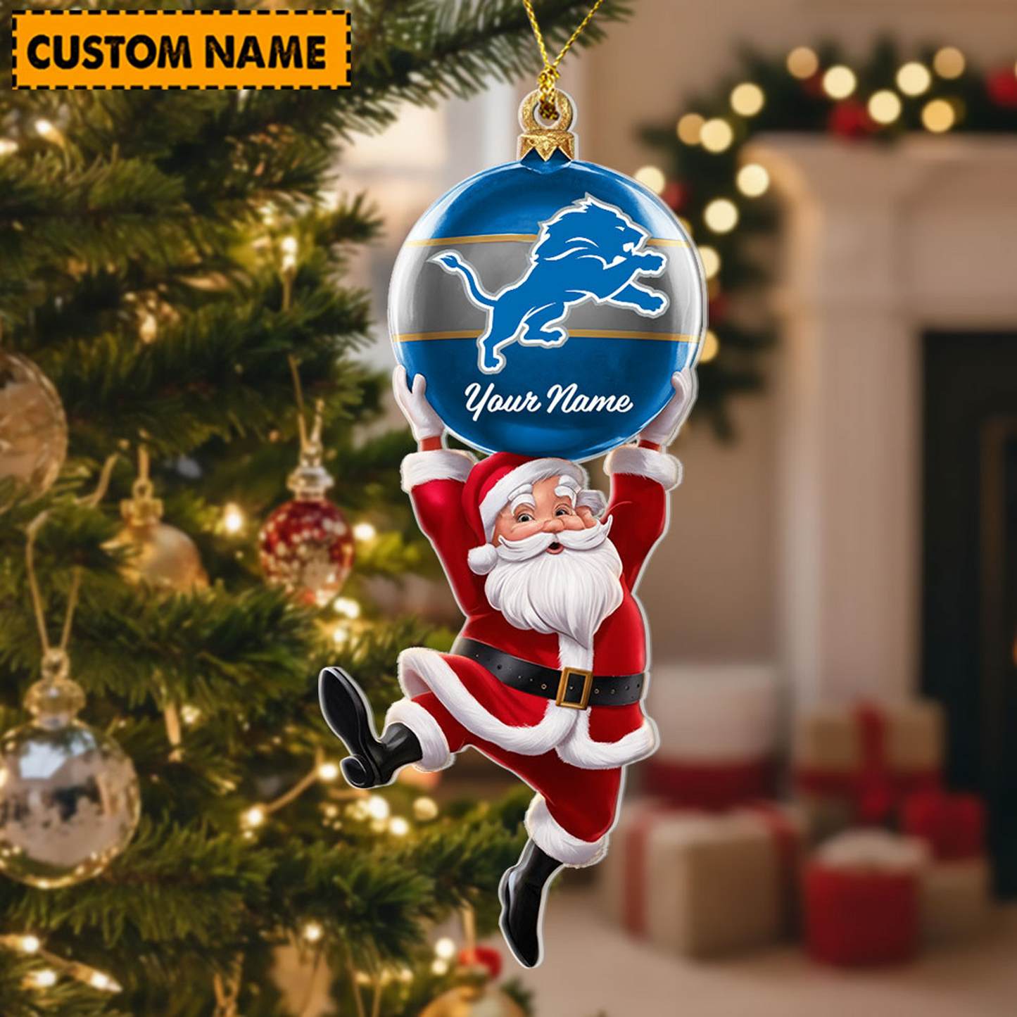DET x Personalized NFL Acrylic Ornament Christmas DATND TANTD