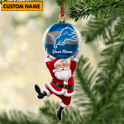 DET x Personalized NFL Acrylic Ornament Christmas DATND TANTD