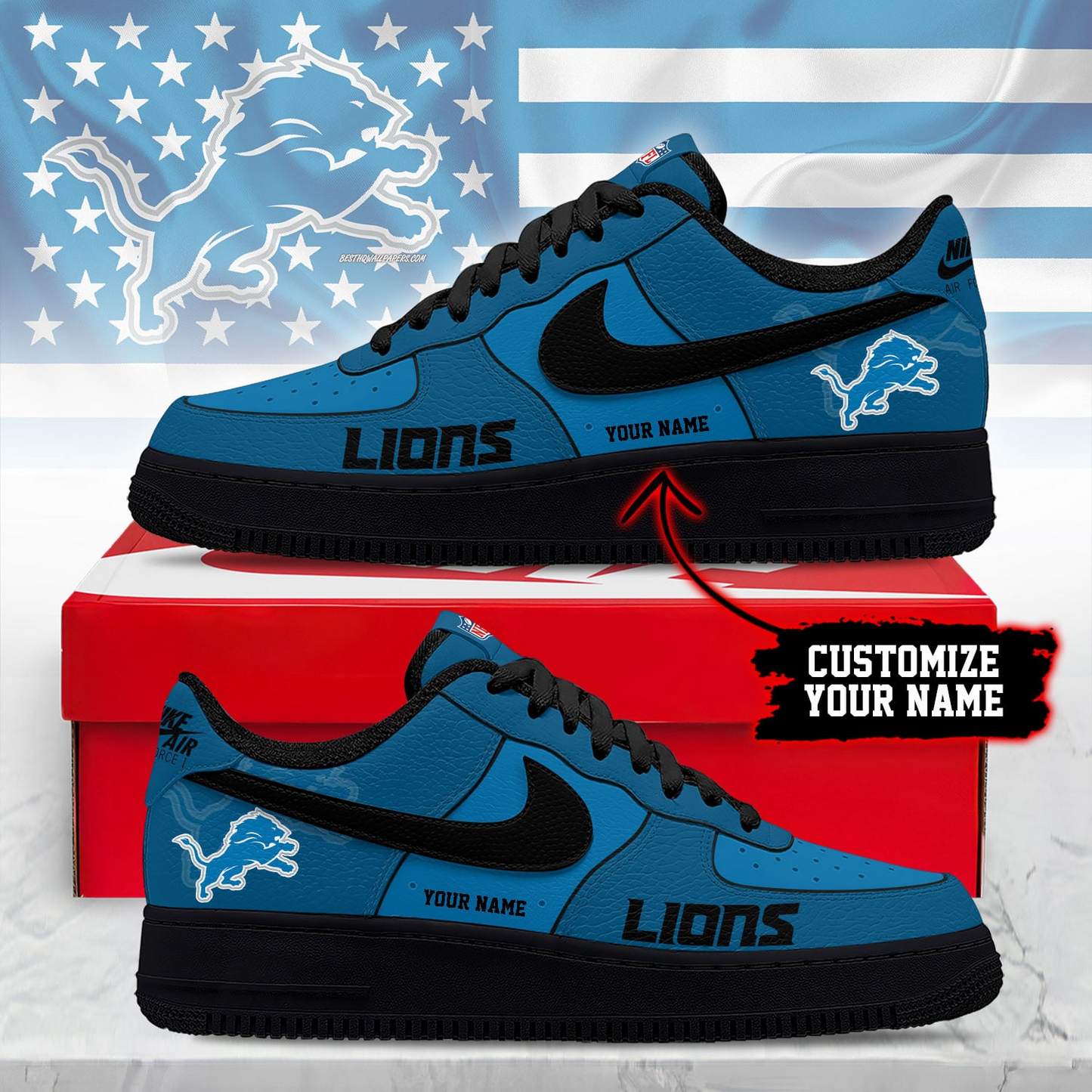 DL Premium NFL Custom AF1 Shoes DDT CTND