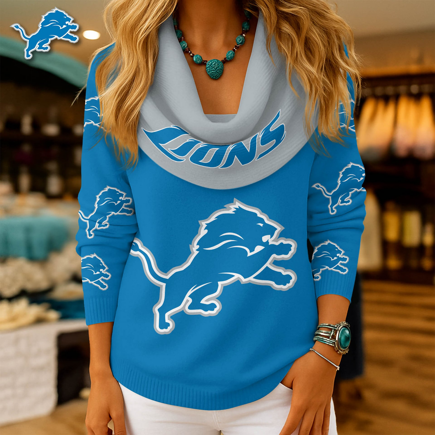 DL Premium NFL Fan Cowl Neck Sweater 3D Shirt DDT NTL