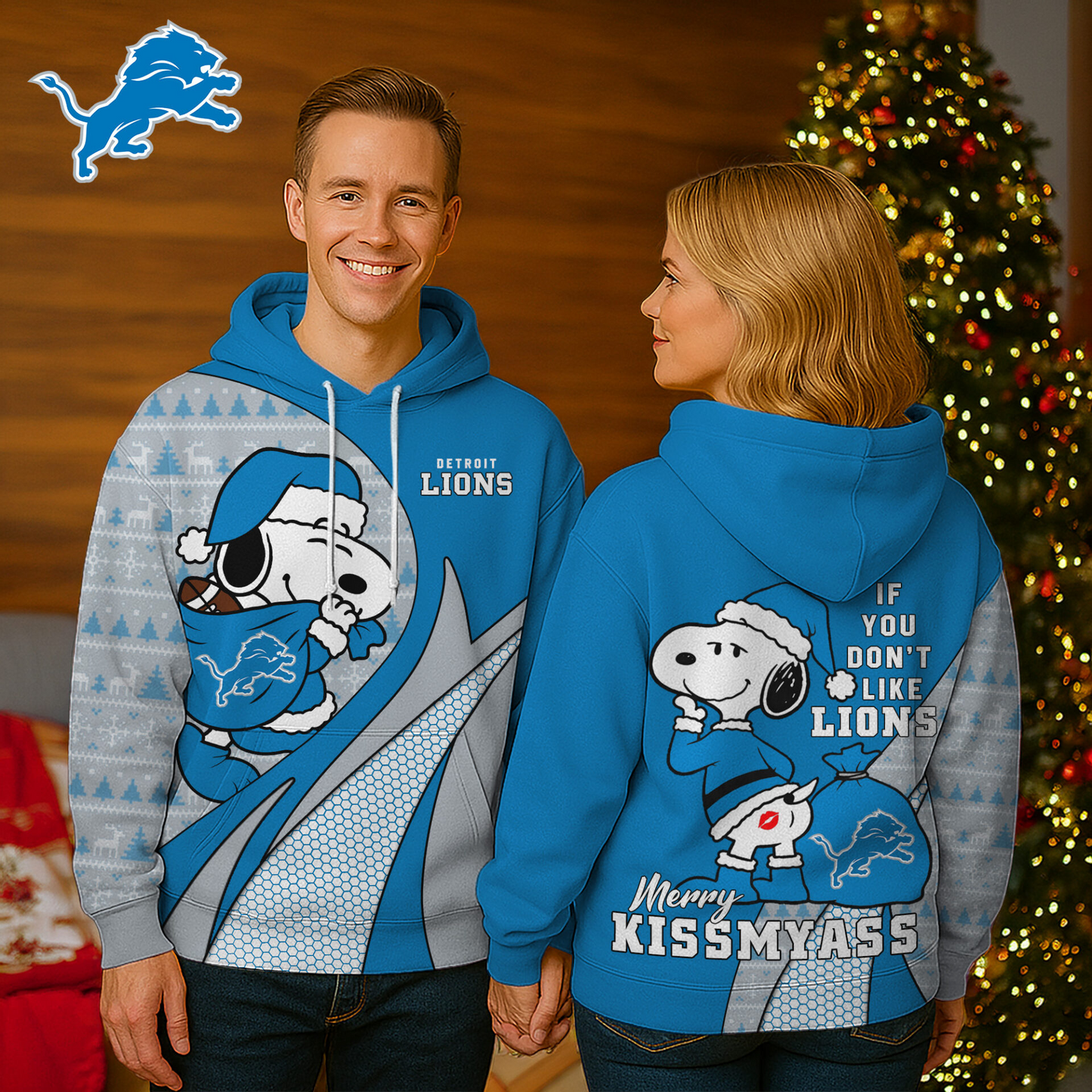 DL Premium NFL Funny Christmas Snoopy 3D Hoodie DDT NTL