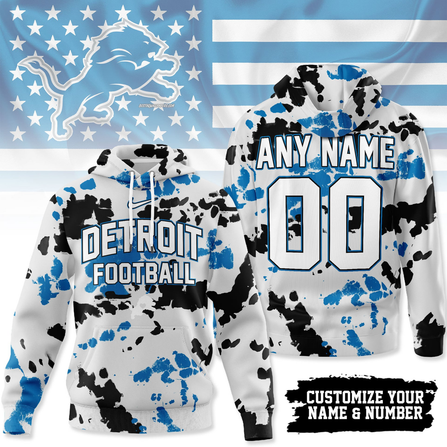 DL Premium NFL Gridiron Splash Personalized Hoodie DDT CTND