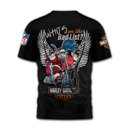 DL Premium NFL Harley-Davidson Santa Claus 3D Shirt DDT NTL