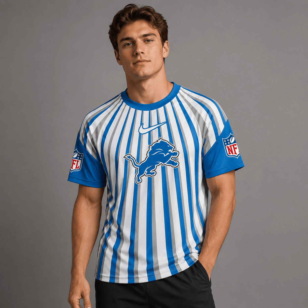 DL Premium NFL Men’s Athletic Vertical Stripe T-Shirt