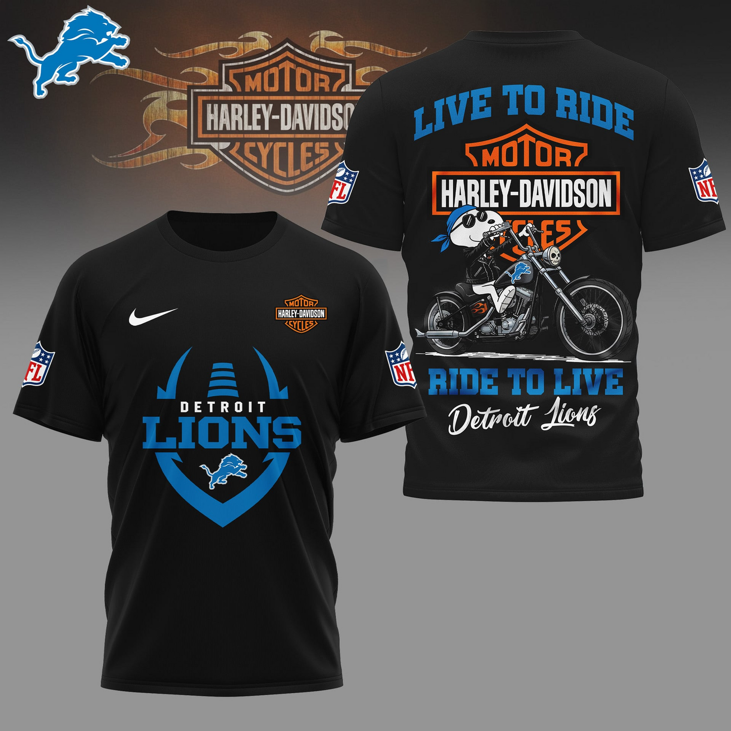 DL Premium NFL Snoopy Motorcycle 3D Shirt DDT CTND