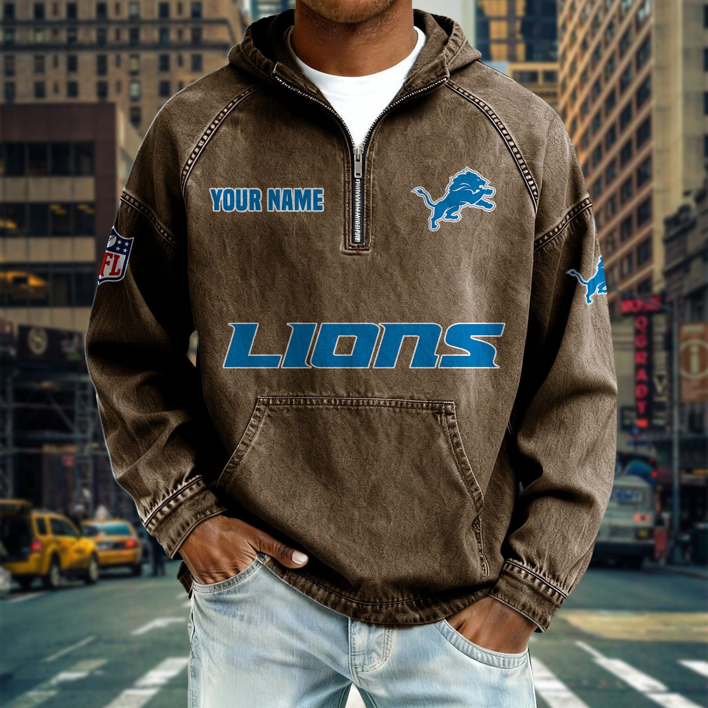 DL x NFL Denim Long - Sleeved Hooded Sweatshirt DDT NTL