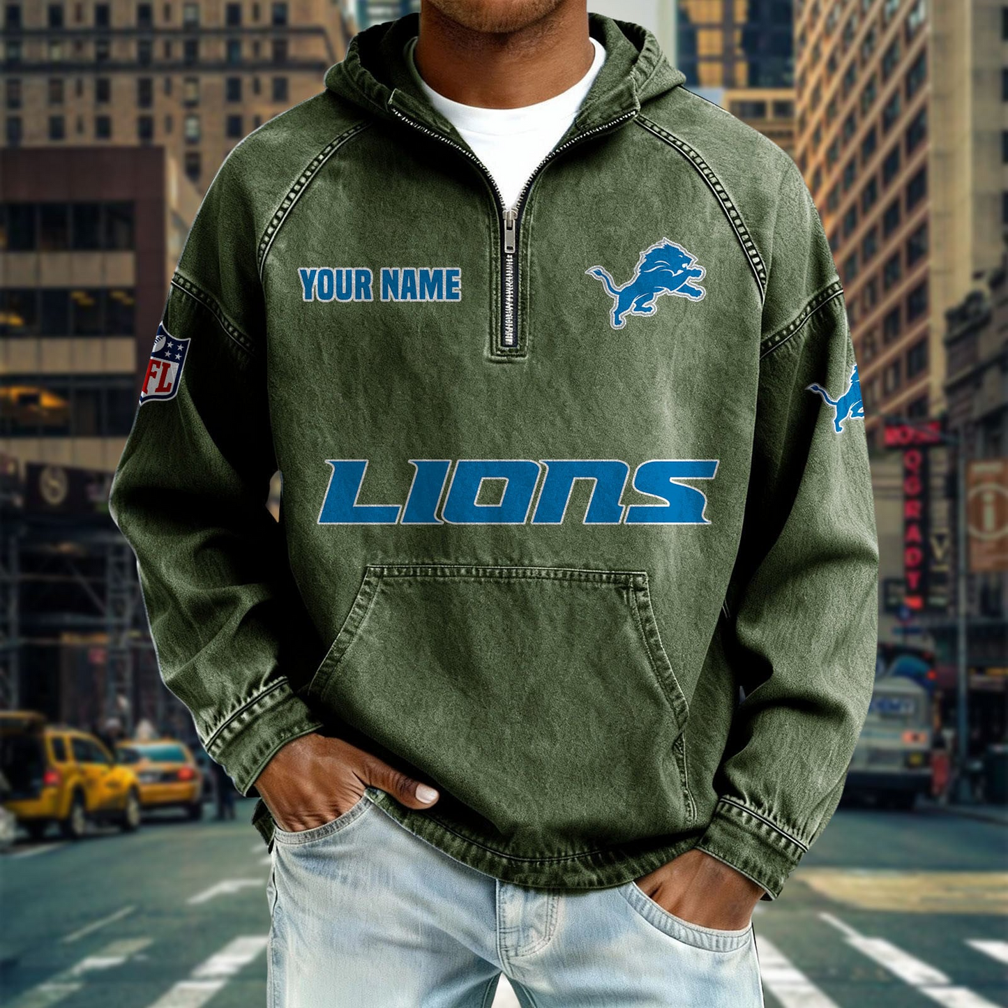 DL x NFL Denim Long - Sleeved Hooded Sweatshirt DDT NTL