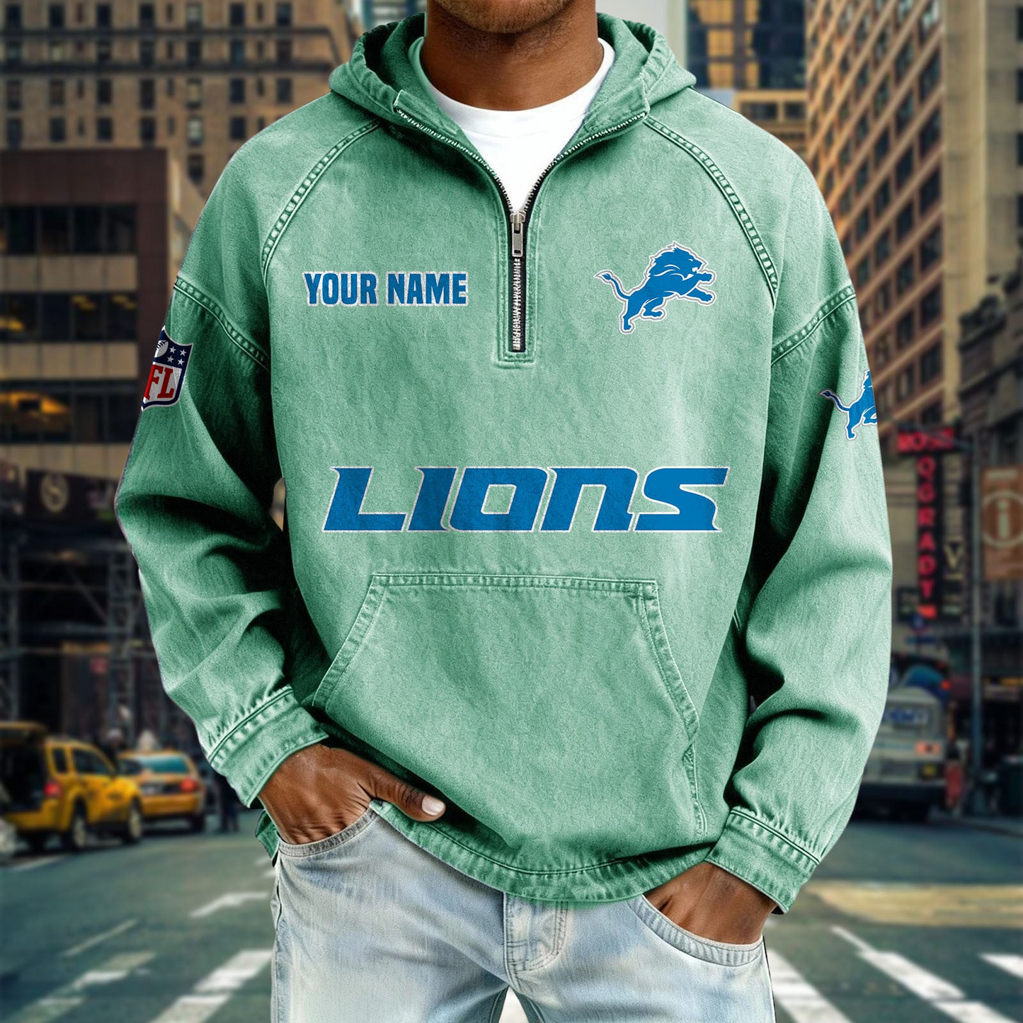 DL x NFL Denim Long - Sleeved Hooded Sweatshirt DDT NTL