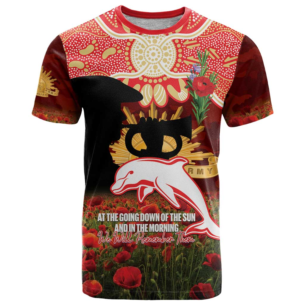 DOL x NRL Rugby ANZAC Day Women V-Neck T-Shirt Last Post Poppy We Will Remember Them DatND DVT