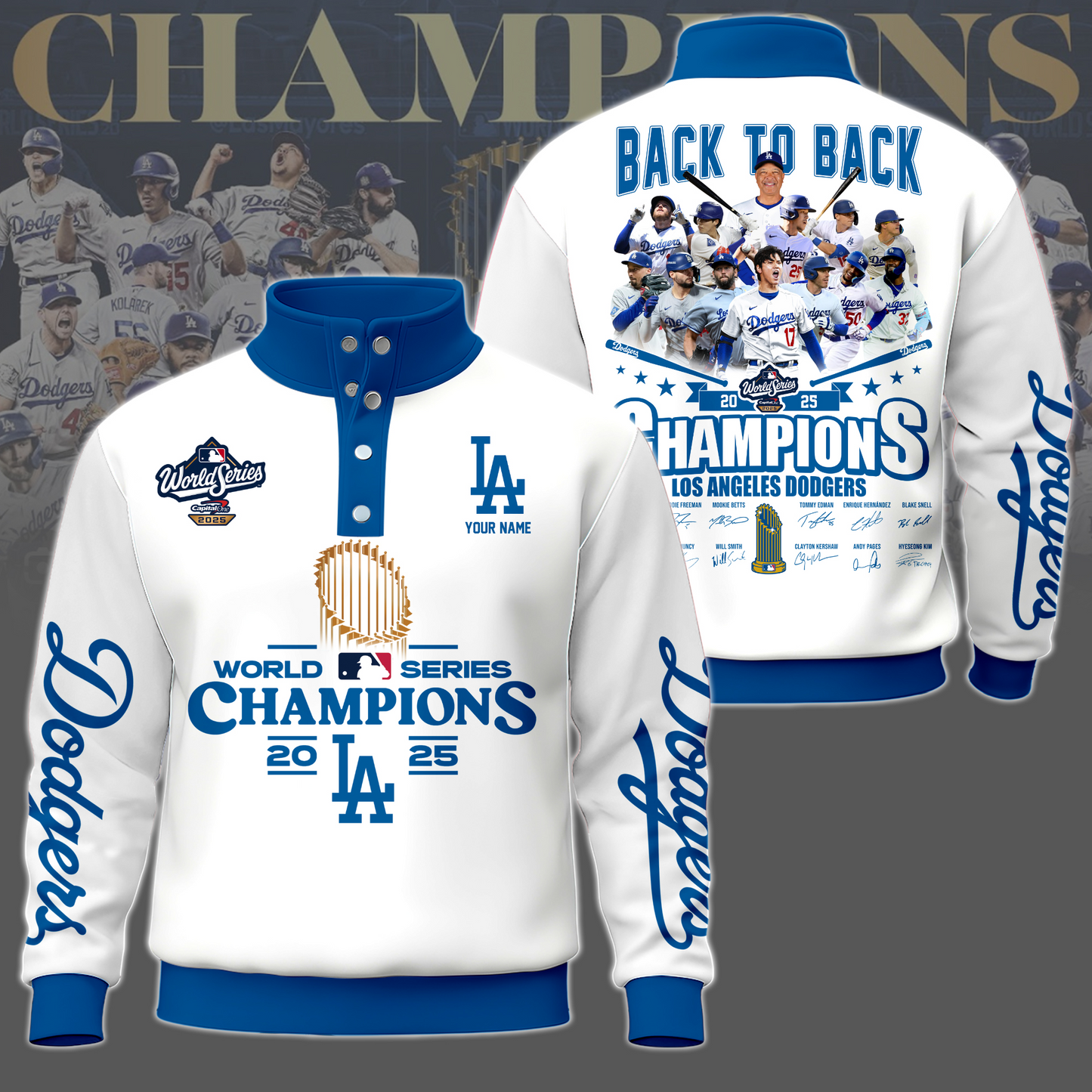 Dodgers 2025 World Series Champions Western Style Sweater With Buckles DatND DVT