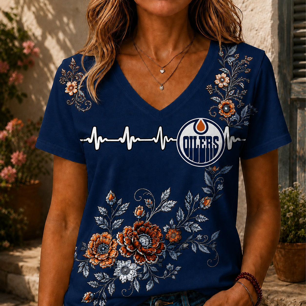 EO x NHL Luxury Women V-Neck Shirt