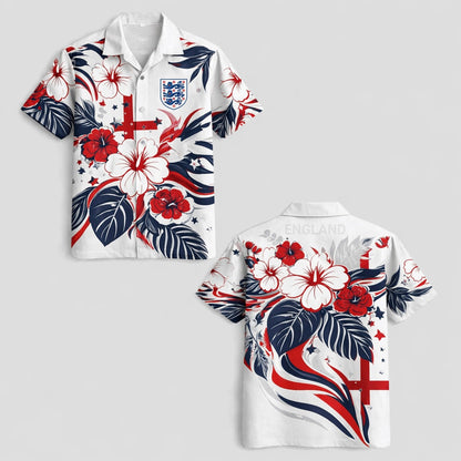 England World Cup 2026 Floral Hawaiian Shirt PVT02 DATND LBN 90526