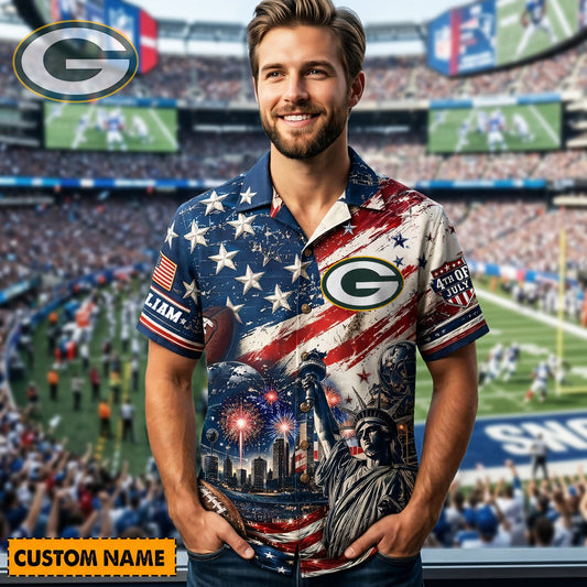 GB X PREMIUM NFL Personalized Proud American Hawaiian Shirt 190626