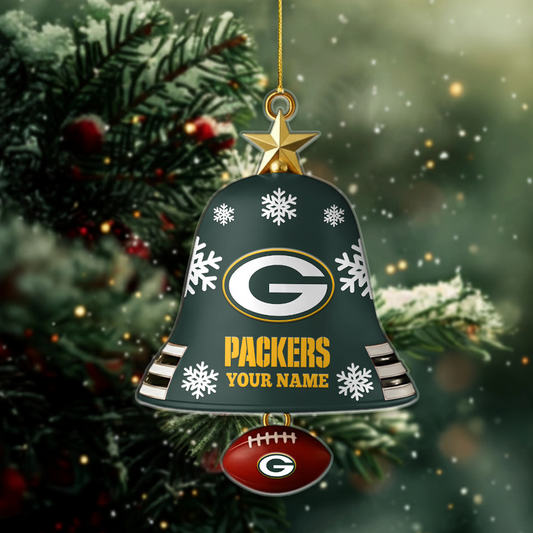 GB x NFL Christmas Bell Ornament Custom Any Name DatND DVT