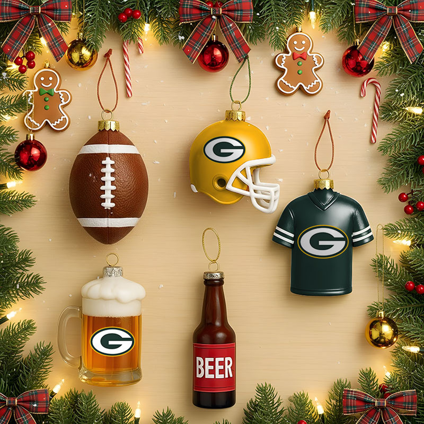 GB x NFL Football Combo Set 5 Acrylic Ornament For Home Decor DatND DVT