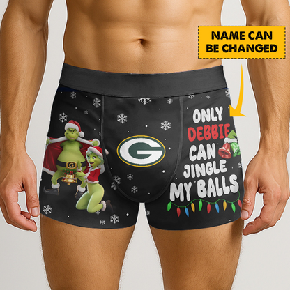 GB x NFL Funny Grinch Men Boxers Personalized Any Name DatND DVT