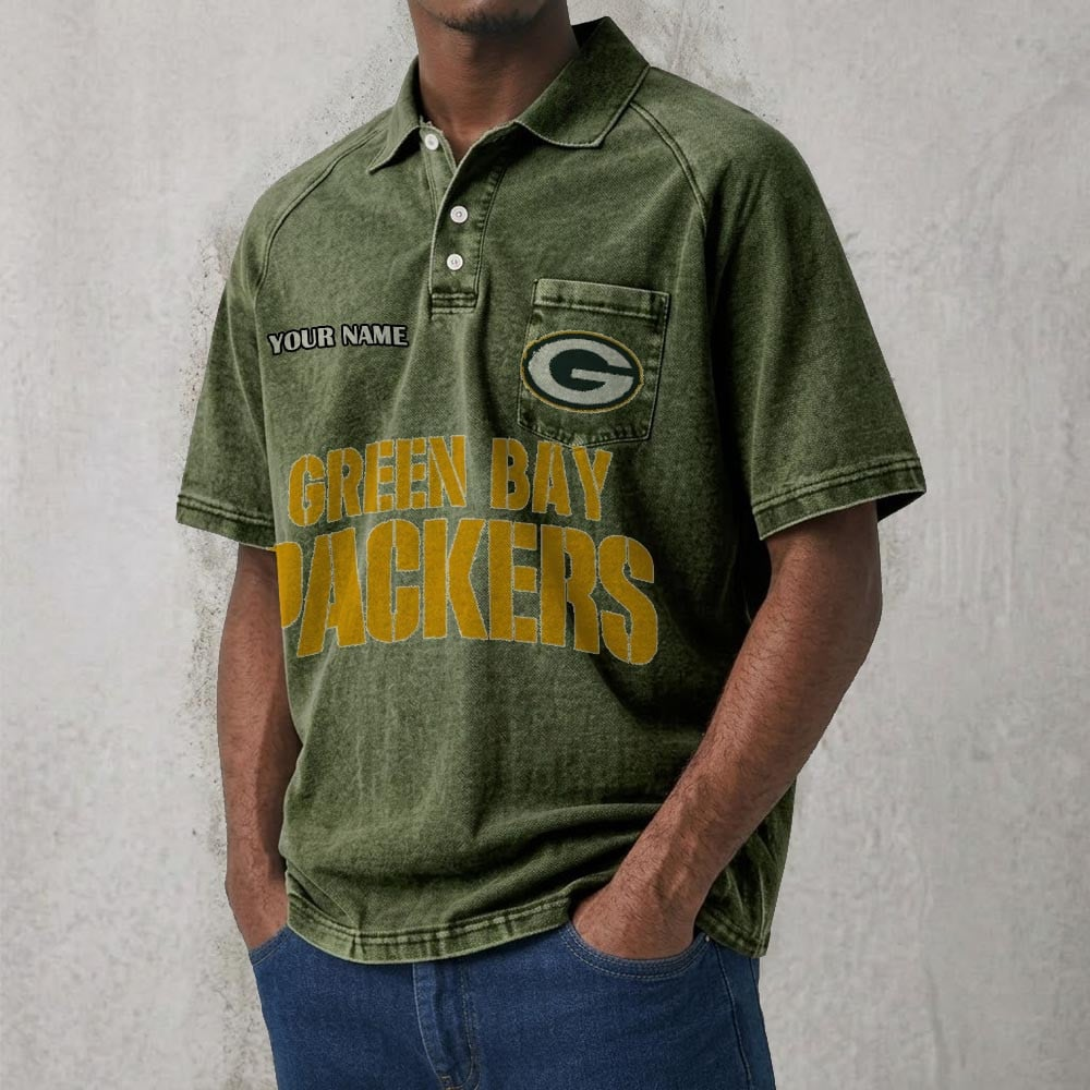 GB x NFL Men's Distressed Turn-Down Collar Polo DATND TANTD 250526