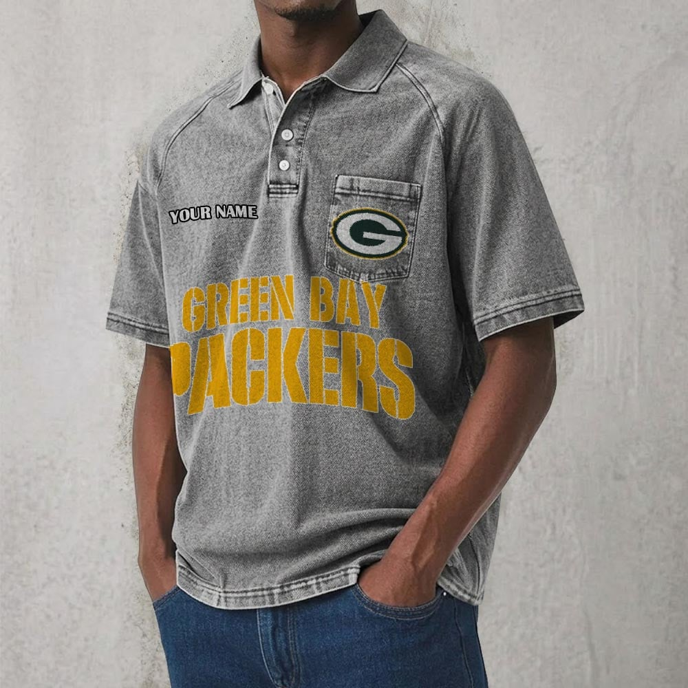 GB x NFL Men's Distressed Turn-Down Collar Polo DATND TANTD 250526