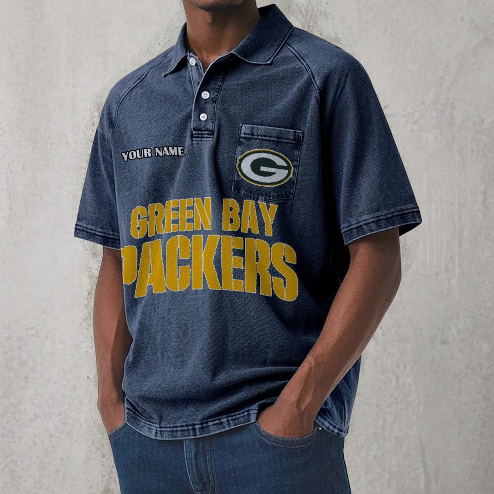 GB x NFL Men's Distressed Turn-Down Collar Polo DATND TANTD 250526