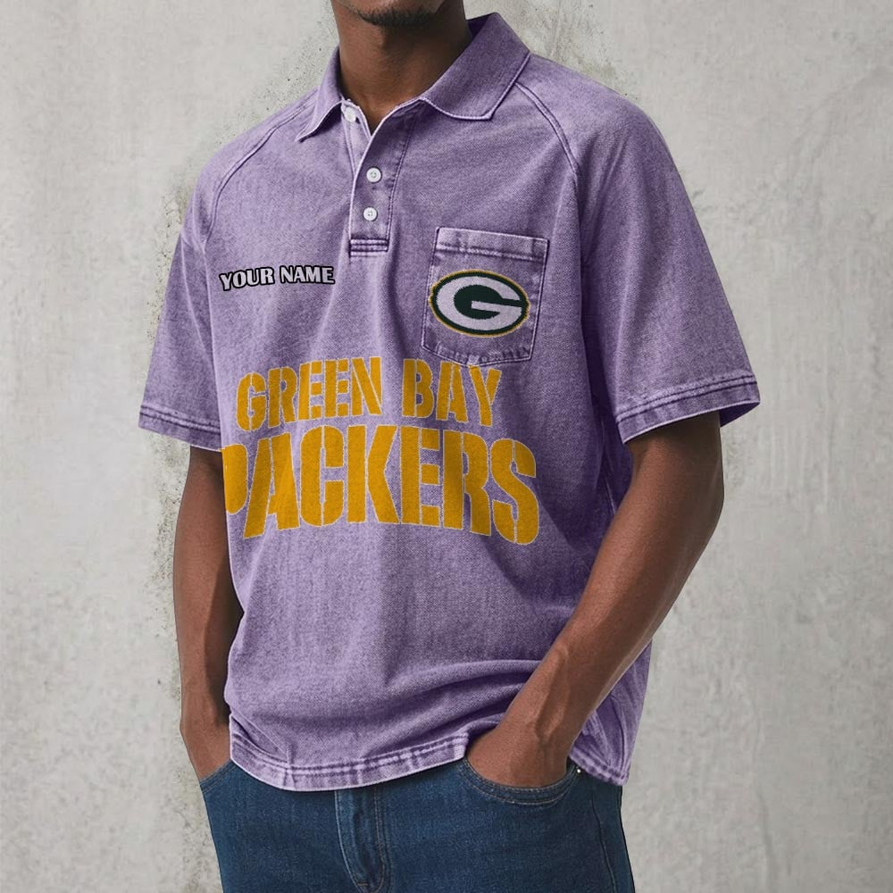 GB x NFL Men's Distressed Turn-Down Collar Polo DATND TANTD 250526