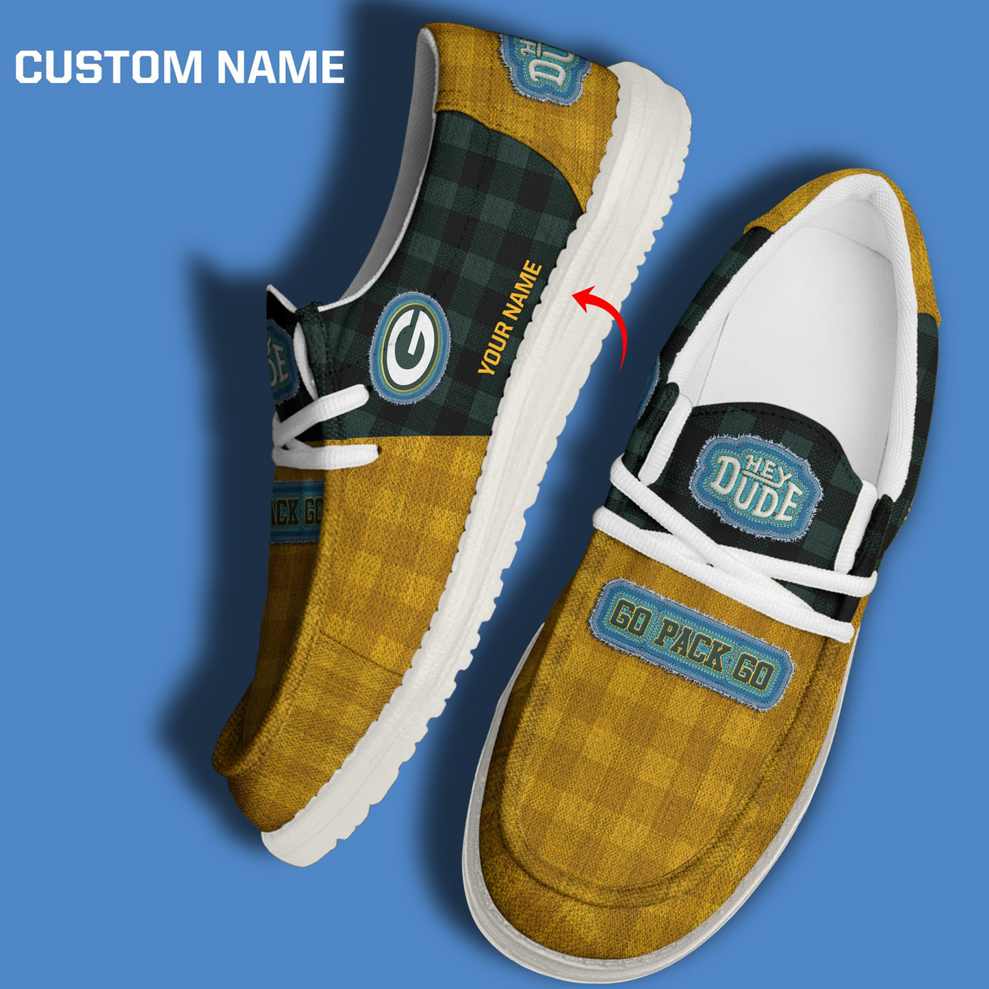 GB x NFL Premium Hey Dude Shoes DATND TANTD