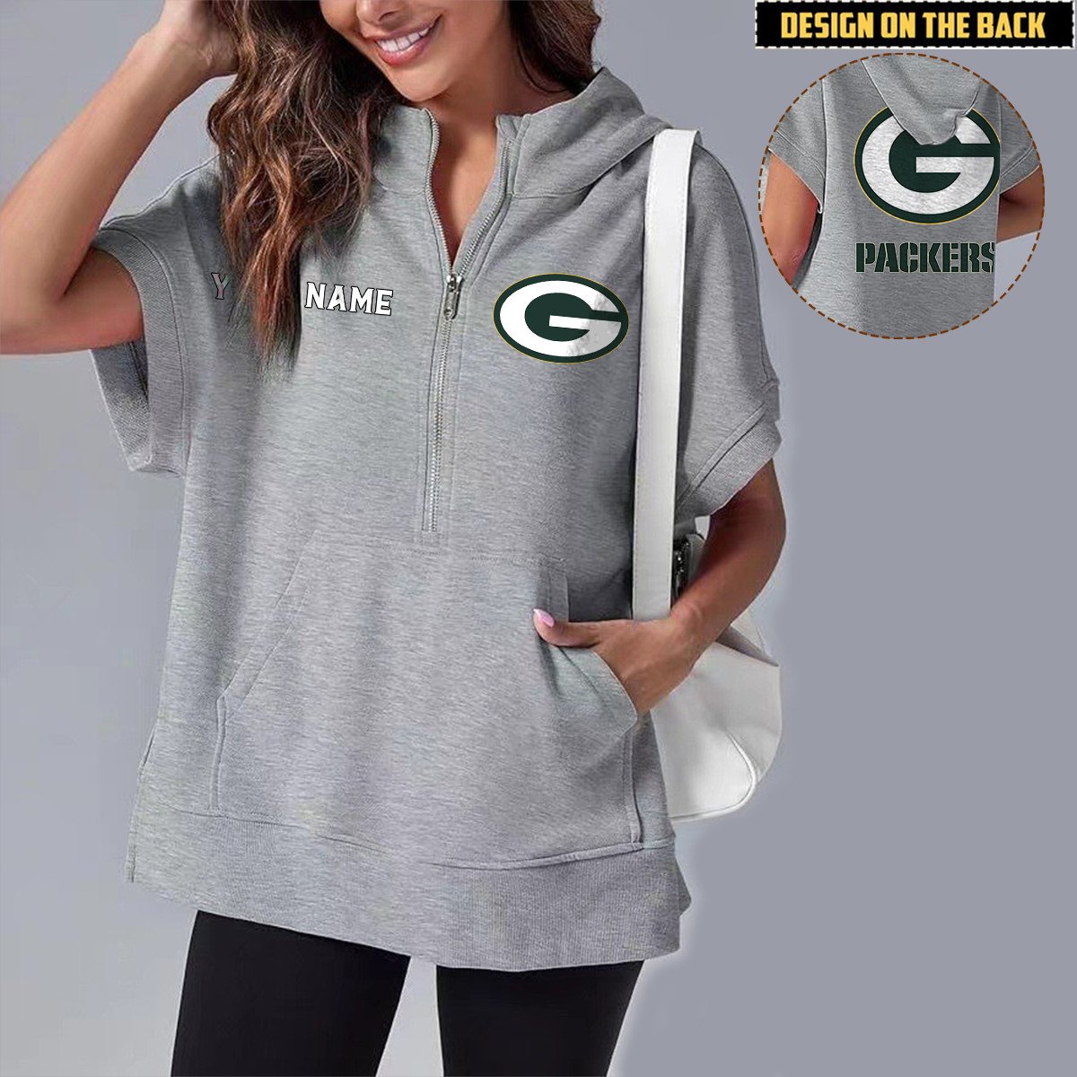 GB x NFL Short Sleeve Zip Hoodie DATND TANTD