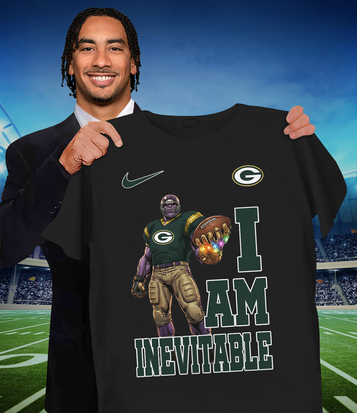 GB x NFL Thanos I Am Inevitable T-Shirt DATND TANTD