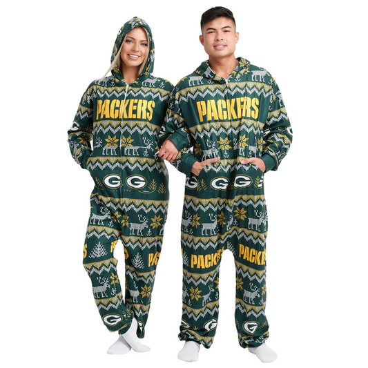 GB x NFL Ugly Pattern One Piece Pajamas DATND TANTD