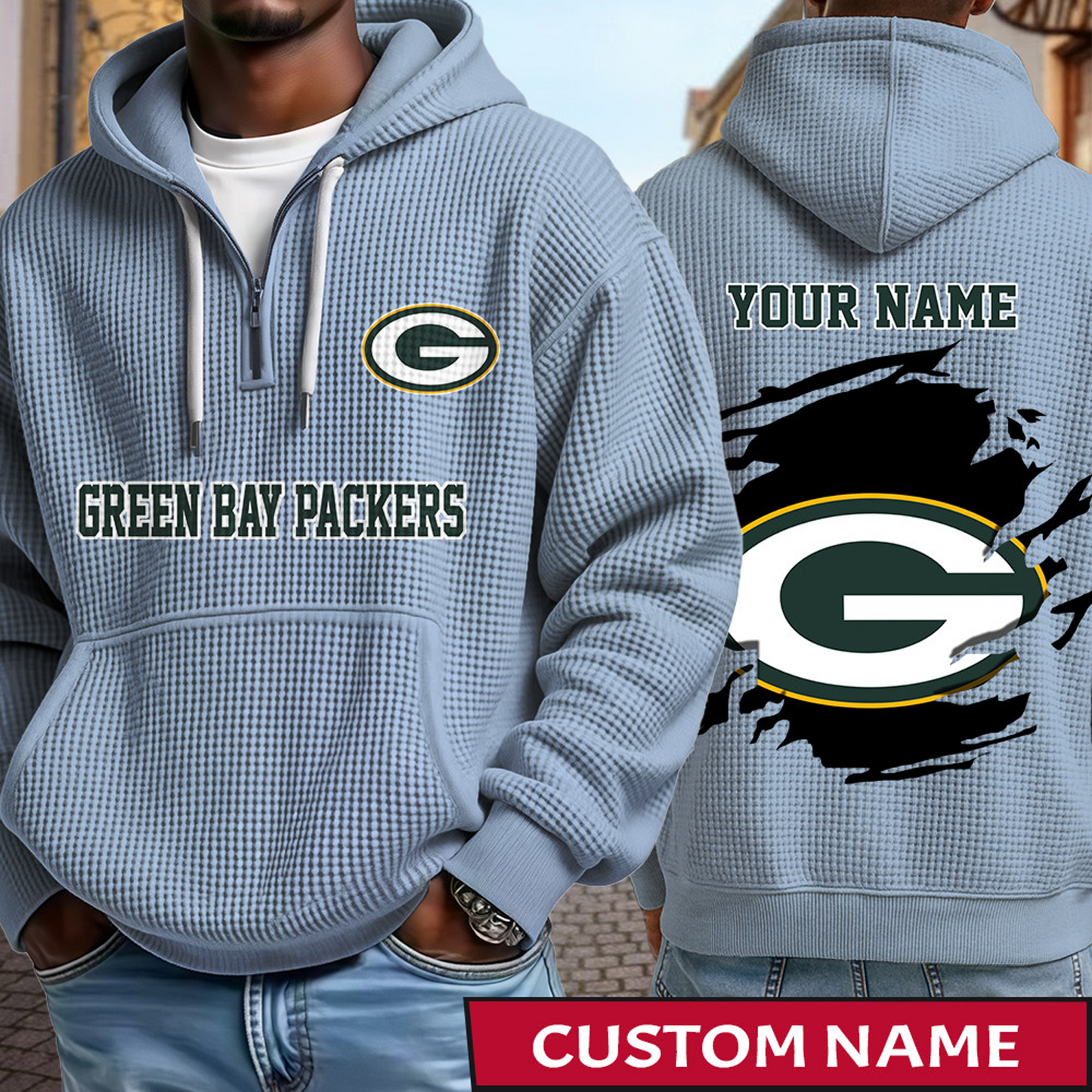 GB x NFL Waffle Half Zip Hoodie DATND TANTD