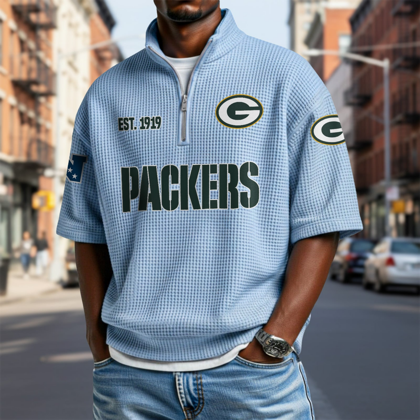 GB x NFL Waffle Short Sleeve Polo Shirt DatND DVT